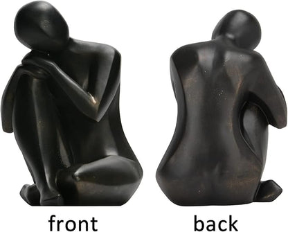 Guichifun Thinker Statue Resin Abstract Sculpture - Collectible Woman Figurine Art Home Office Bookshelf Decorative Objects Desktop Black Decor for Men&Women 5.25 X 6.25 X 8.5 Inch
