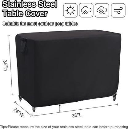 Kingling Outdoor Prep Table Cover, Waterproof Stainless Steel Table Covers Metal Table Cover Protection for Patio Kitchen Prep Work Tables - 36''L x 24''W x 35''H