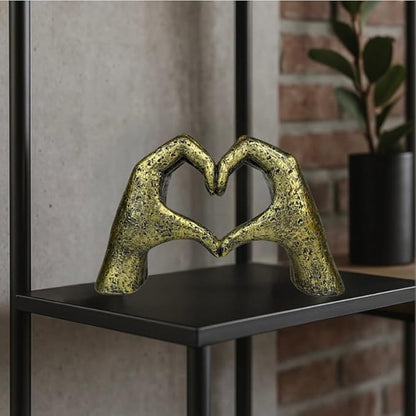 Top Brass Large Rustic Heart Hands Sculpture, 9 3/4” Resin Love Statue – Romantic Decor Accent for Shelf or Mantel – Perfect for Wedding, Valentine's Day or Anniversary (Weathered Bronze)