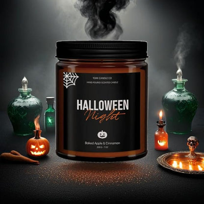 1OAK Halloween Candles Scented - 7oz, Baked Apple Cinnamon - Spooky Candles - Gothic Décor Decorations - Halloween Gifts for Women, Men - Horror Candle