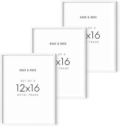 HAUS AND HUES Picture Frame, White 12x16, Metal, Gallery Wall Frame Set, Premium Acrylic, Lightweight, Modern Style, Ideal Gift for Adults, Grandparents Day, Graduation, Birthday