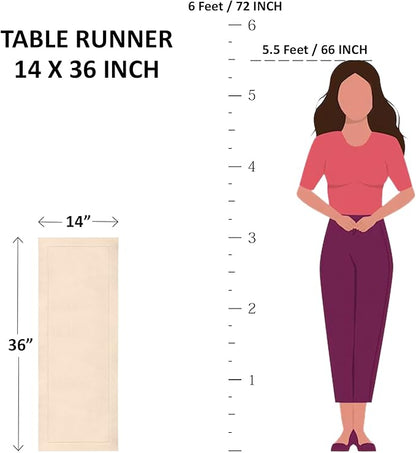 Solino Home Linen Light Green Hemstitch Table Runner 36 Inches - 100% Pure Linen Small Table Runner 14 x 36 Inch Ideal for Dresser and Coffee Tables - Classic Hemstitch