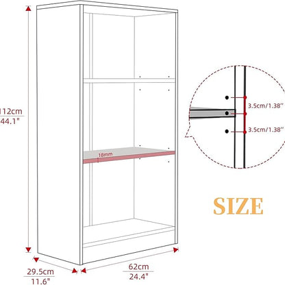 Bookshelf, Open Modern Bookshelf, 3 Shelf Bookcase with Freestanding Display Storage, Wooden Book Shelf for Bedroom, Living Room, Dinning Room, Office, Brown