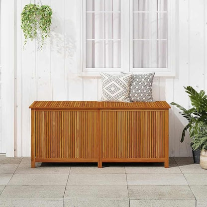 vidaXL Outdoor Storage Box, [Load Capacity Gallon] Deck Box with Gas-Lift Lid, Storage Chest with Water-Resistant Zippered Bag Inside, 68.9''x31.5''x29.5'', Solid Acacia Wood
