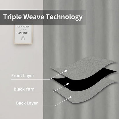 Easy-Going Blackout Curtains for Bedroom, Solid Thermal Insulated Grommet and Noise Reduction Window Drapes, Room Darkening Curtains for Living Room, 2 Panels(46x63 in, Light Gray)