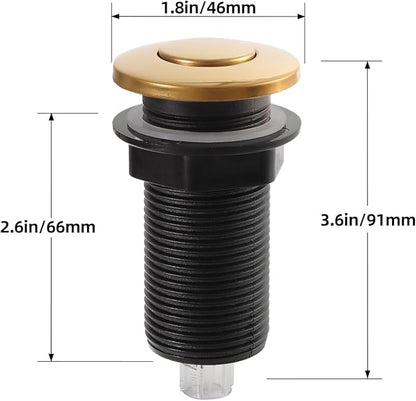 RQYEKDO Garbage Disposal 2.5" Air Switch Kitchen Sink Top Long Stainless Steel Polished Nickel Long for Food and Waste Disposal On/Off Air Button Parts Gold