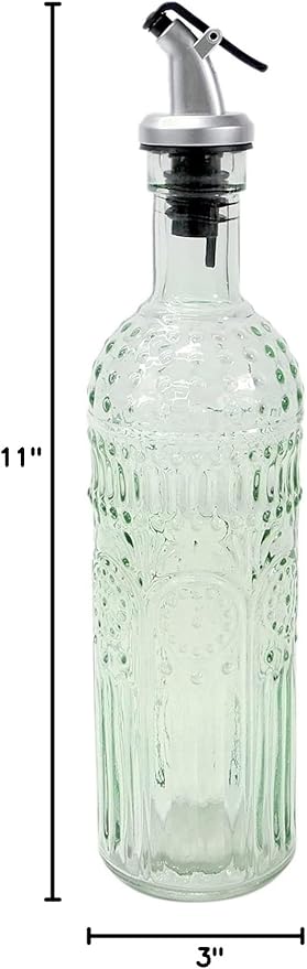Grant Howard Etrusco Embossed Glass Oil and Vinegar Cruet with Pourer, 16 oz, Translucent