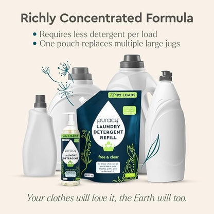Puracy Laundry Detergent - Enzyme-Powered Liquid Laundry Detergent Concentrate, Natural LaundryDetergent Seen on TikTok, Non-Toxic (Cherry Blossom, 16 fl oz, 64 Loads)