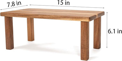 Acacia Wooden Desktop Organizer Shelf Kitchen Cabinet and Counter Riser Display Shelf for Top of Desk Home Office Bathroom Coffee Table Display Stand