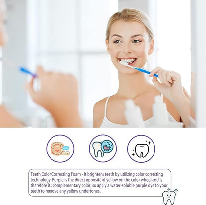 Purple Toothpaste for Teeth Whitening, Purple Whitening Toothpaste for Adults,Tooth Stain Remover Gel - Tooth Whitener Suitable for Smoking, Coffee, and Removing Dental Stone ﻿(2fl oz/60ml)