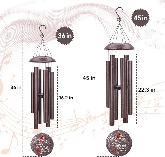 Personalized Sympathy Wind Chimes, Cardinal Wind Chimes, Wind Chime for Loss of Loved Father/Mother/Lover, Commemorative Sympathy Bereavement Gifts for Condolences/Funeral