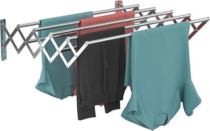Guevara Wall Mounted Clothes Drying Rack,Stainless Steel Foldable Drying Rack for Laundry Room/Bathroom Tower，Easy to Install 31-inch Rod, 120 lbs Large Capacity- Indoor and Outdoor Use