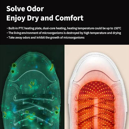 Boot Dryer Shoe dryer with 1532 heat dissipation holes 360° drying foot dryer eliminates bad odors 3 Timing