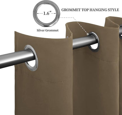 Easy-Going Blackout Curtains for Bedroom, Solid Thermal Insulated Grommet and Noise Reduction Window Drapes, Room Darkening Curtains for Living Room, 2 Panels (52x46 in,Natural)