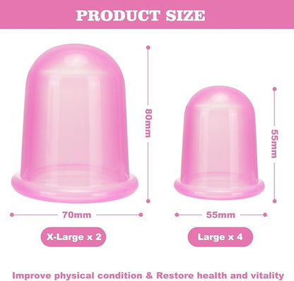 Silicone Cupping Therapy Set - Cupping Kit for Massage Therapy - Cellulite Remover Cupping Set - Anti Cellulite Cup Massager, Vacuum Suction Massage Cups for Cellulite Reduction
