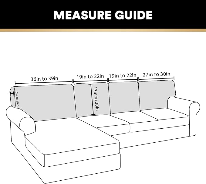 PrinceDeco Sectional Couch Covers Velvet Cushion Covers for Sectional Couch Washable Cushion Covers for Sectional Sofa Pet Friendly Sectional Sofa Slipcovers(1 Chaise Back+ 3 Sofa Back,Grey)