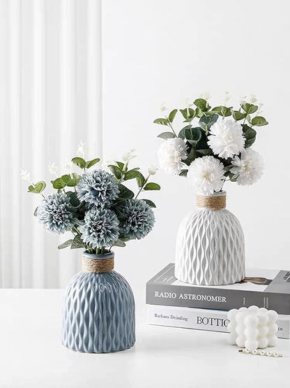 Kimura's Cabin 20Pcs Fake Mums Flowers Artificial Silk Chrysanthemum Ball Flower for Wedding Party Home Kitchen Table Core DIY Decoration Bouquets (Dark Blue)