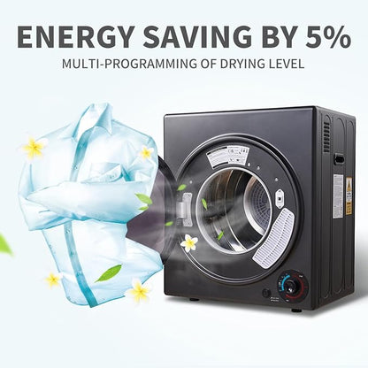 CTT 3.5 cu.ft Portable Dryer for Apartments,1500W Compact Dryer with 4 Drying Modes,120V Electric Dryers for Laundry, Apartments, RVs, Dorms, Black