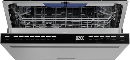 Empava 24 Inch Built-in Dishwasher, Stainless Steel Tub 15 Place Settings, 8 Wash Cycles, Top Control, Auto Door Dry, 49 dB Ultra Quiet, Energy Star & UL Certified