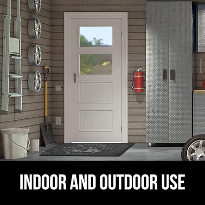 GORILLA GRIP 100% Waterproof All-Season WeatherMax Doormat 35x23, US Designed Natural Rubber, Stain and Fade Resistant, Low Profile Indoor Outdoor Door Mats, Easy Clean Patio Mat, Graphite Skiing