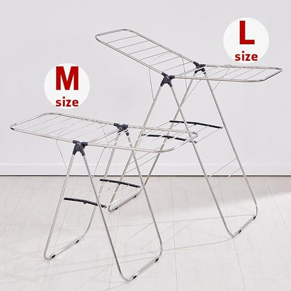 TRES BELLE 25NEW Stainless Steel Clothes Drying Rack(L)–Foldable,Lightweight,Anti-Slip Elastic Rods,Made in Korea,Indoor & Outdoor Use,Rust-Resistant,Towels Drying,Underwear,Baby Clothes–L Sizes