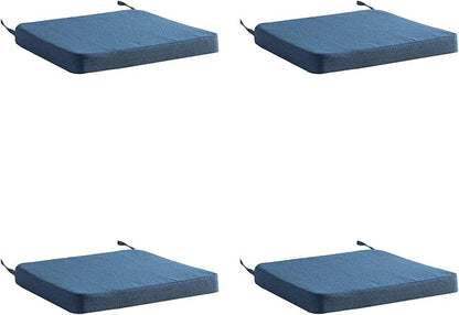 Chair Cushion for Dining Chairs with Ties 4 Pack Non Slip Memory Foam Kitchen Room Chair Pads for Outdoor Patio Furniture 17x16 Inch, Navy Blue