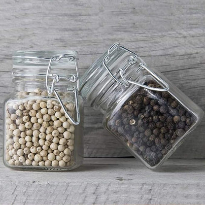Spice Jars, 24 Pack 4oz Small Glass Jars with Airtight Hinged Lid, With 24 Spice Labels & Silicone Funnels, Airtight Glass Jars for Spices, Condiments Herb Seasoning Art Craft Storage