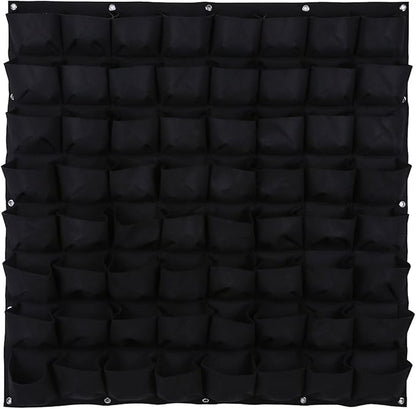 Ogrmar 64 Pockets Vertical Wall Garden Planter Plant Grow Bag for Flower Vegetable for Indoor/Outdoor (64 Pockets, Black)