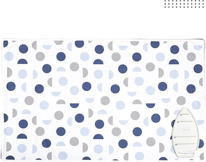 Encasa XO Ironing Mat/Pad (Large 48"x28") with 3mm Padding & Silicone Iron Rest for Steam Pressing on Tabletop or Bed - Heat Resistant, Portable, Quilting & Travel Blanket - Blue Moon
