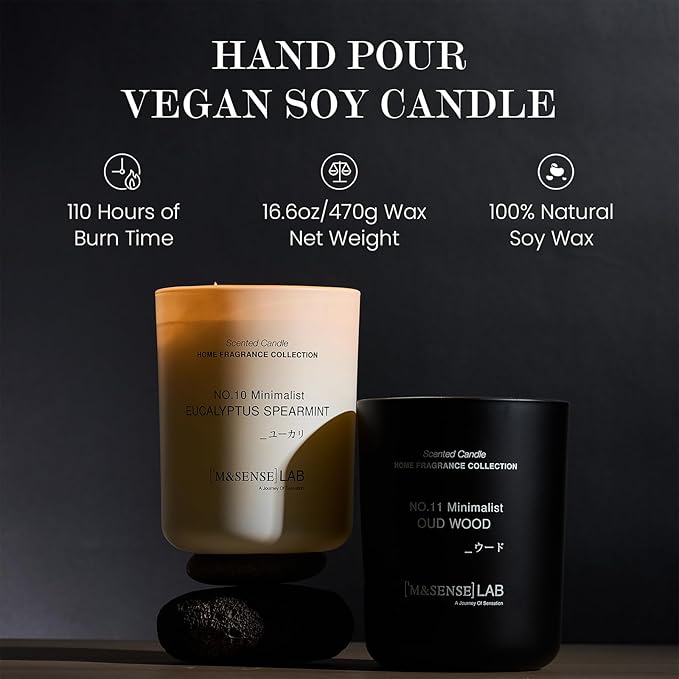 M&SENSE Natural Soy Candle| City Oasis | 16.6 oz, 95H Burn | Minimalist Scented Candle for Relaxation, Gifting, Home Décor | for Bedroom, Office, Party Large