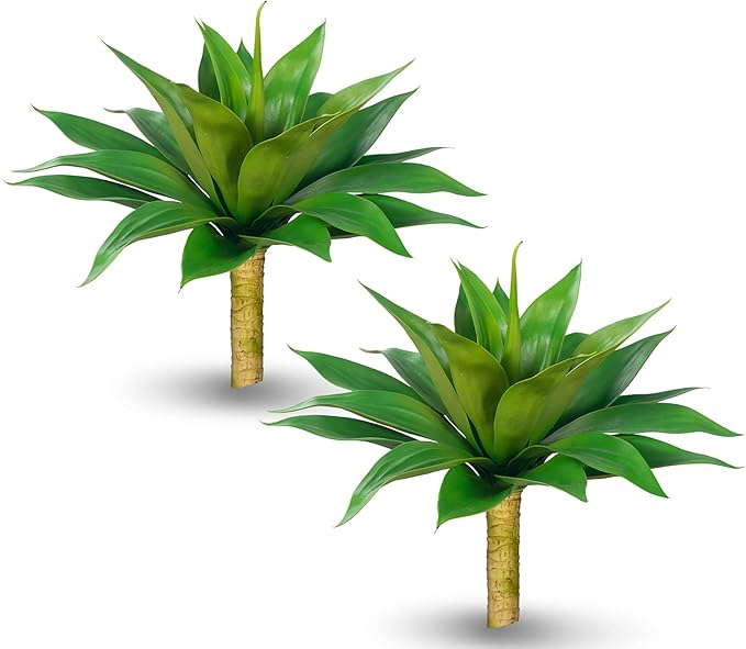 Artificial Agave Plants,Large UV Resistant Fake Agave Planters for Indoor and Outdoor Decorating Plantas Artificiales Decorativas Grandes(2Pack, 28")