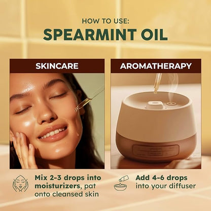 Kukka Spearmint Oil for Facial Hair - 4 Fl Oz - 100% Pure Natural Aromatherapy Spearmint Essential Oil for Skin & Hair Care, Diffuser, Bath Bombs, Soaps and Candles - Soap Making & DIY