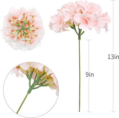 Tifuly Hydrangea Artificial Flowers -12 pcs Realistic Fake Hydrangea Silk Flowers with Stems Faux Hydrangea Flowers Heads for Office Home Party Wedding Centerpiece DIY Floral Decor (Pink)