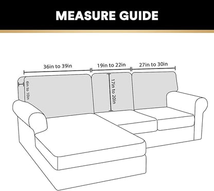 PrinceDeco Sectional Couch Covers Velvet Cushion Covers for Sectional Couch Cushion Covers for Sectional Sofa Separate Sectional Sofa Slipcovers Washable(1 Chaise Back+ 2 Sofa Back,Taupe)