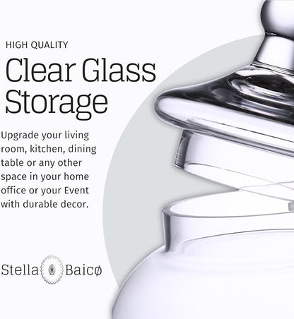 Large Glass Apothecary Jars with Lid, Clear Candy Jar for Candy Buffet, Fancy Decorative Glass Jar for Party, Wedding and Display, Tall Glass Candy Containers (Height: 16.5", Diameter: 6.5")
