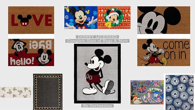 Gertmenian Disney Mickey Mouse Coir Doormat - 2x3 Welcome Mat (2-Pack), Ideal for High Traffic Areas in Front Door, Garage, Entryway - Love/Hello, 47533