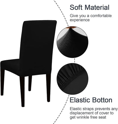 JQinHome 4 Pcs Dining Chair Slipcover, High Stretch Removable Washable Chair Seat Protector Cover for Home Party Hotel Wedding Ceremony