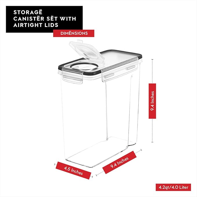 Cereal Containers Storage 2 Pack 135 fl. oz Cereal Dispenser Countertop, Airtight Food Storage Containers for Pantry Organization and Storage, Bpa-free Cereal Storage Container with Marker & Labels