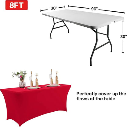 IVAPUPU 2 Pack 6FT Table Cloth for Rectangular Fitted Events Stretch Red Table Covers Washable Spandex Tablecloth Protector for Party, Wedding, Cocktail, Banquet, Festival