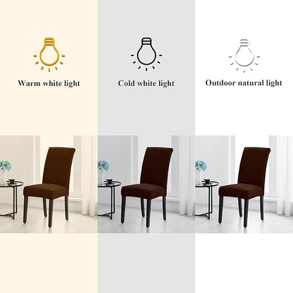 Joccun Chair Covers for Dining Room Set of 4,Dining Chair Slipcovers Stretch Dining Room Chair Covers Seat Protector,Washable Parsons Chair Cover for Home,Hotel(Chocolate,4 Pack)