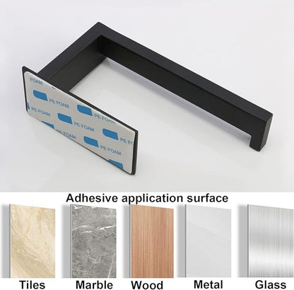 Toilet Paper Holder, Self Adhesive Tissue Holder Stainless Steel Rustproof Paper Roll Holder, No Drilling Easy to Install, Toilet Paper Rack Suitable for Office, Bathroom (Matte Black)