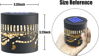 4 Pack Solar Fence Lights Metal Solar Powered Outdoor Wall Deck Step Lights Sun Moon Theme Waterproof Fence Light for Garden Post Patio Backyard Yard Decor, Gardening Gifts for Women Mom Grandma