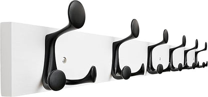 SKOLOO 39-Inch White Wood Coat Rack Wall Mount with 6 Triple Hooks - Ideal for Family Entrances, Classrooms, and Pet Supplies Storage - Perfect Coat Hooks for Wall