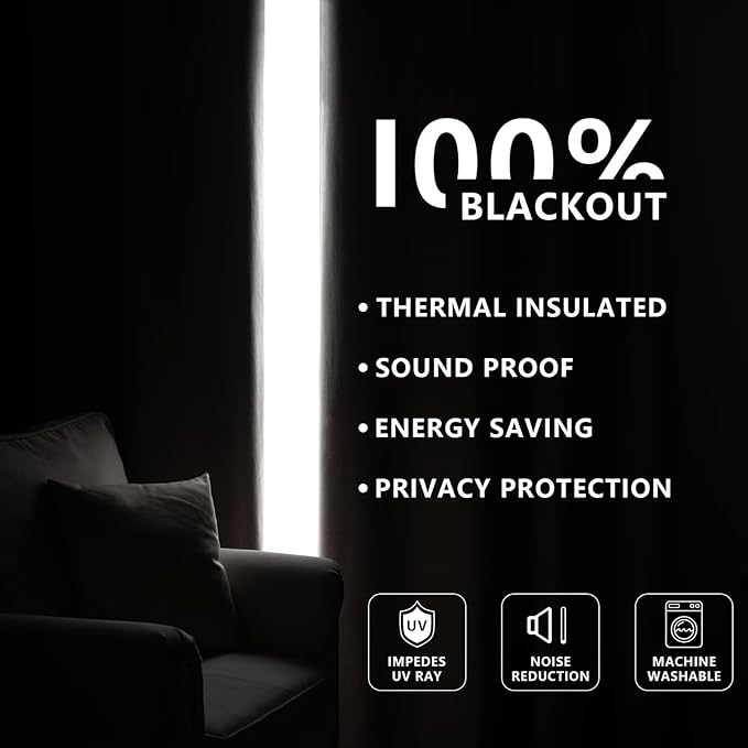 Blackout Curtains Customsize 1 Panel, 100% Blackout Textured Thermal Curtains, Grommet Privacy Light Blocking Drapes for Living Room Bedroom Luxury Decor(Customsize, Linen)