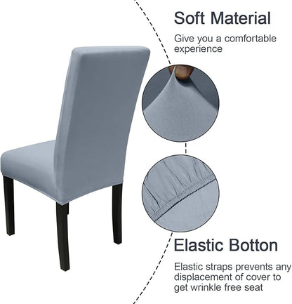 JQinHome Dining Chair Covers Dining Room Chair Slipcovers, 2 Pack High Stretch Removable Washable Parsons Chair Slipcover for Home Party Hotel Wedding Ceremony (Light Grey)