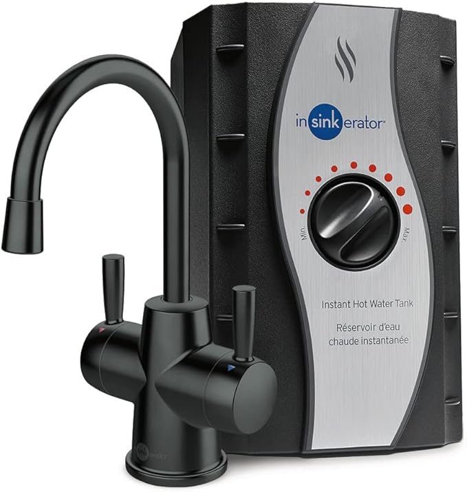 InSinkErator Stainless Steel Tank, HC250MBLK-SS HOT250 System & STC-MTBLK Push SinkTop Switch Button, Matte Black