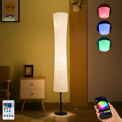 BLUEYE Floor Lamp,RGBCW 2700K-6500K,APP & Remote&Smart Voice Control, 2 X 60W Equivalent, No Hub Required,Compatible with Alexa Google Assistant, 60'' Standing Lamp for Bedroom, Similar Fabric
