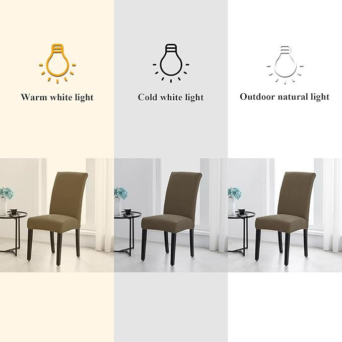 Joccun Chair Covers for Dining Room Set of 2, Dining Chair Slipcovers Stretch Dining Room Chair Covers Seat Protector,Washable Parsons Chair Cover for Home,Hotel,Banquet(Fossil,2 Pack)