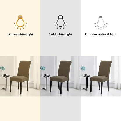 Joccun Chair Covers for Dining Room Set of 2, Dining Chair Slipcovers Stretch Dining Room Chair Covers Seat Protector,Washable Parsons Chair Cover for Home,Hotel,Banquet(Fossil,2 Pack)