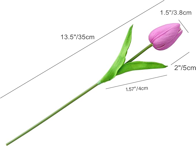 Mandy's Artificial Tulips 20 Stems Lavender PU Faux Flowers for Wedding Home Decor 13.5 Inch